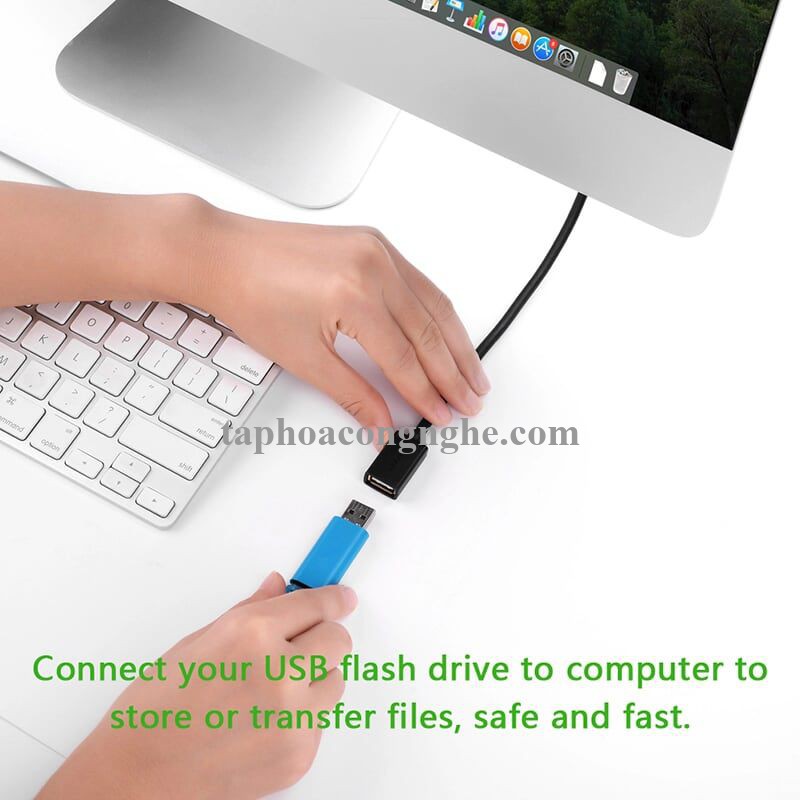 Ugreen 40329 0.5M màu Trắng Cáp tín hiệu nối dài USB 2.0 lõi thuần đồng dáng dẹt US103 30040329